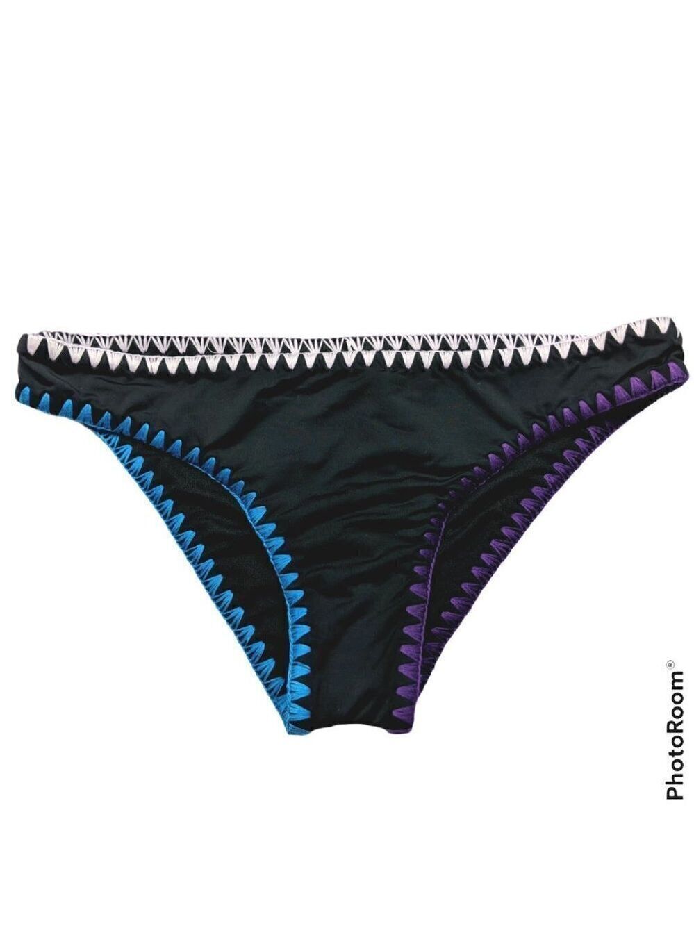 Bar III Bikini Bottom Black Smocked Hipster Small NWT